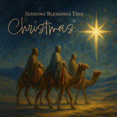 Traditional Three Wise Men Sending Blessings Christmas Card