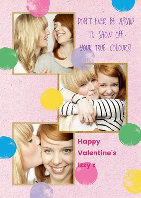 Pink Polka Dot Paper Photo Upload Valentine's Card