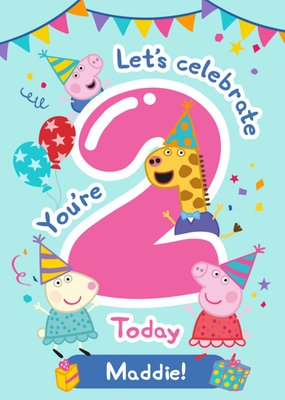 Peppa Pig Let's Celebrate You're 2 Today Birthday Card