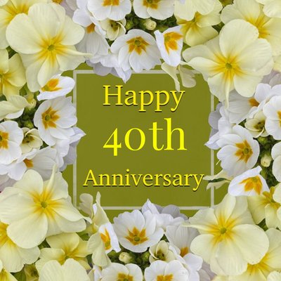 Photographic Boarder Of Flowers Personalise Year Anniversary Card