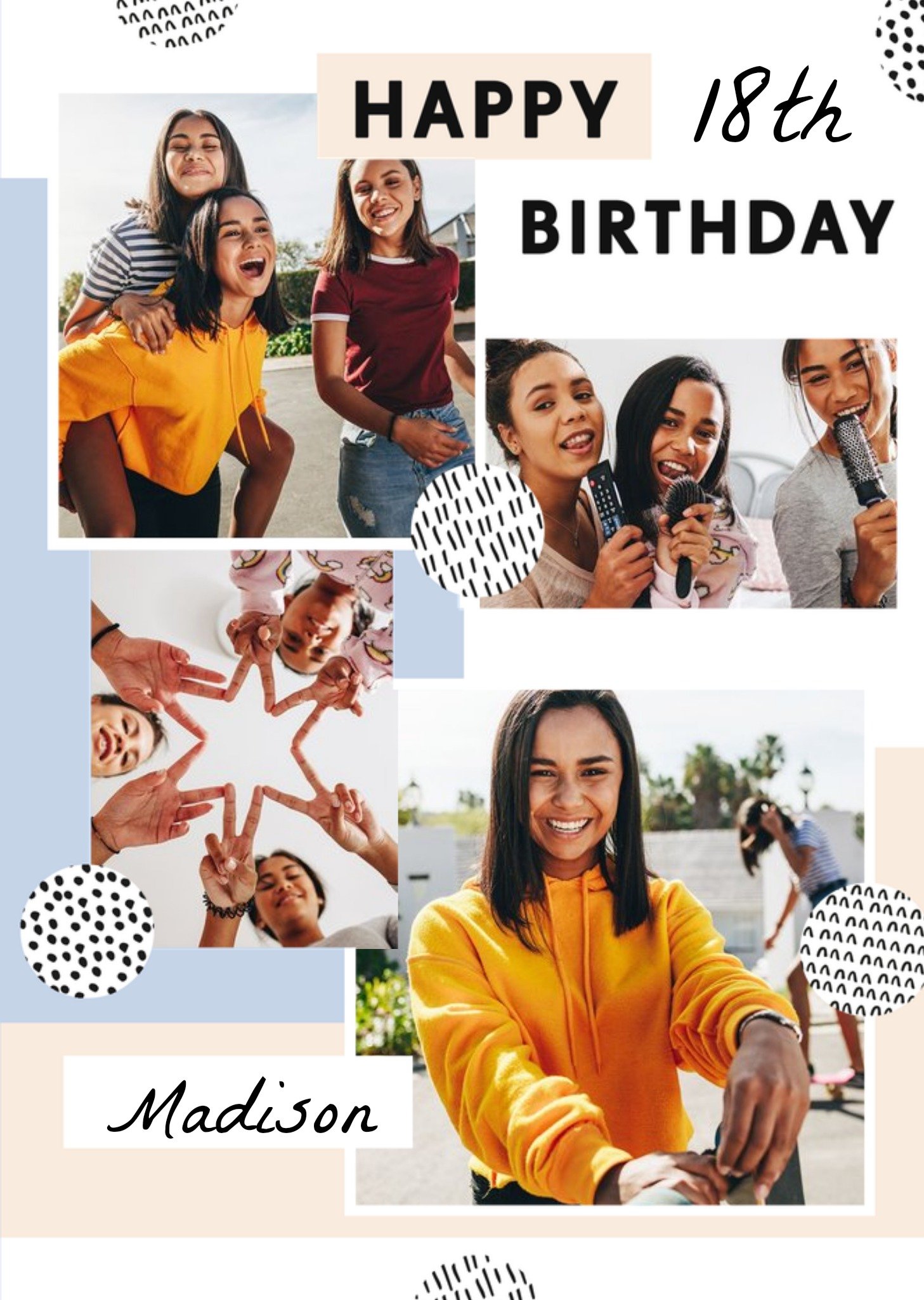 Moonpig Pattern Multi Photo Upload 18th Birthday Card
