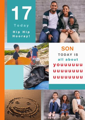 Son Today Is All About You 17 Today Photo Upload Birthday Card