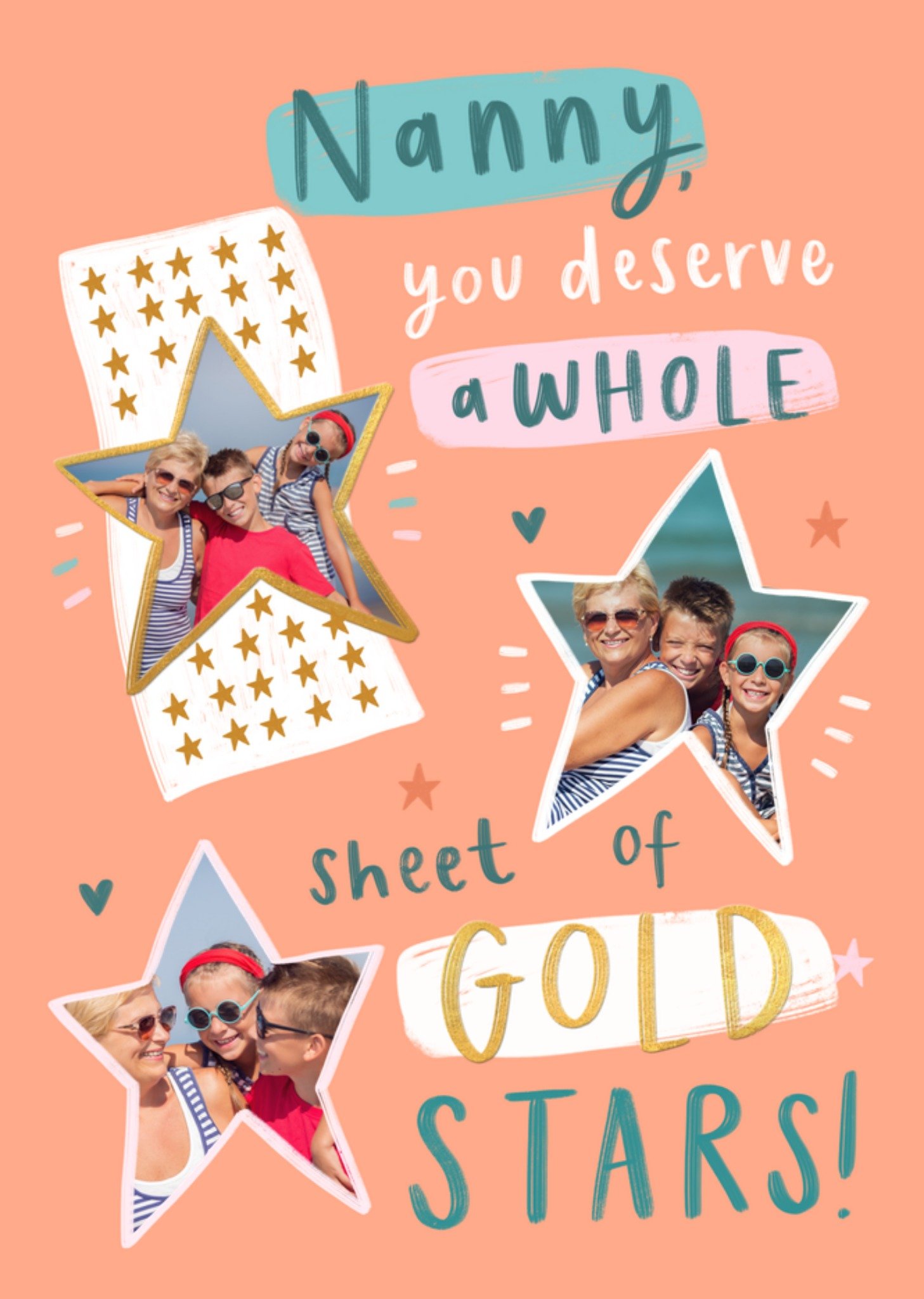 Moonpig Nanny You Deserve A Whole Sheet Of Gold Stars Photo Upload Card