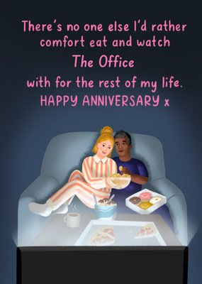 Funny Couple's TV Night Anniversary Card