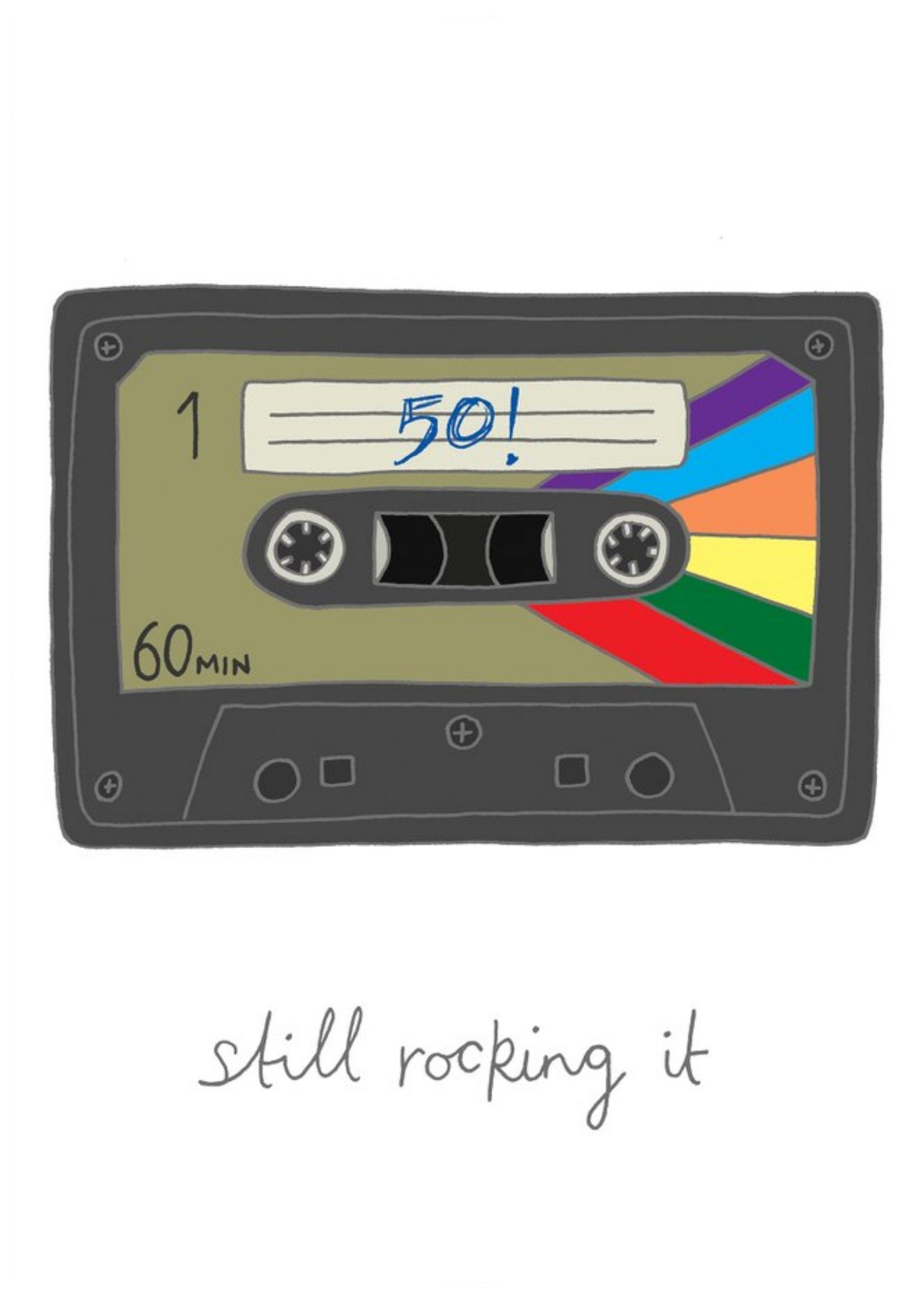 Moonpig 50 Still Rocking It Cassette Tape Birthday Card, Large