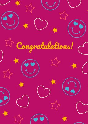 Smiley Face Pattern Congratulations Card