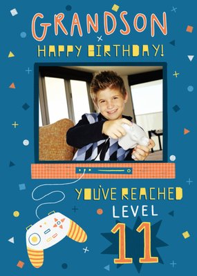 Jess Moorhouse Grandson You've Reached Level 11 Gaming Photo Upload Birthday Card