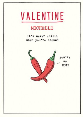 Illustrations Of Two Red Chillies You Are So Hot Valentine's Day Card
