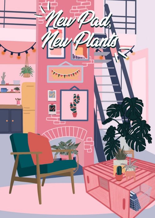 New Pad New Plants Illustration New Home Card