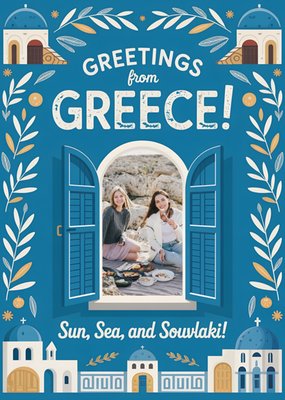 Sun Sea Souvlaki Greece Photo Upload Postcard