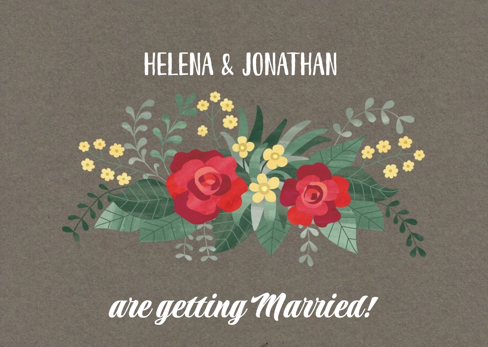 Moonpig Red And Yellow Flowers Wedding Invitation