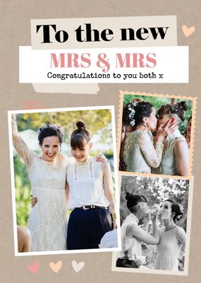 To The New Mrs & Mrs Framed Photo Upload Congratulations Wedding Card