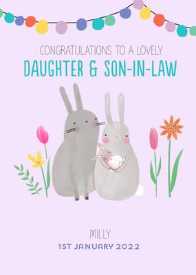 Cute Illustrative Daughter & Son-in-Law New Baby Card