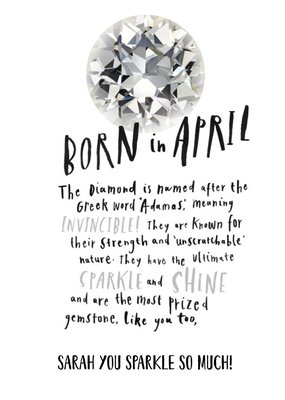 Born In April Personalised Birthday Card