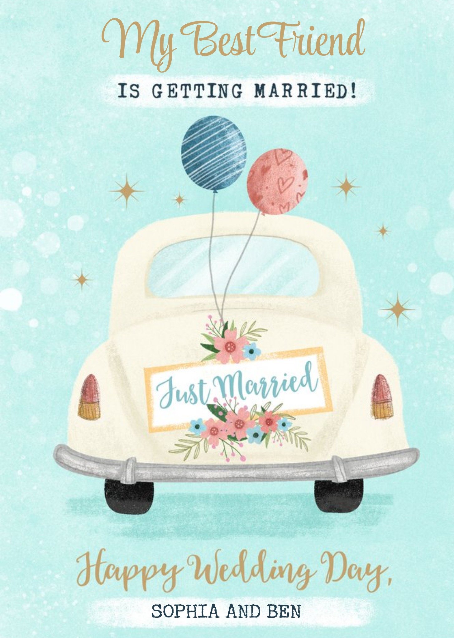 Moonpig My Best Friend Is Getting Married Cute Illustrated Wedding Day Card