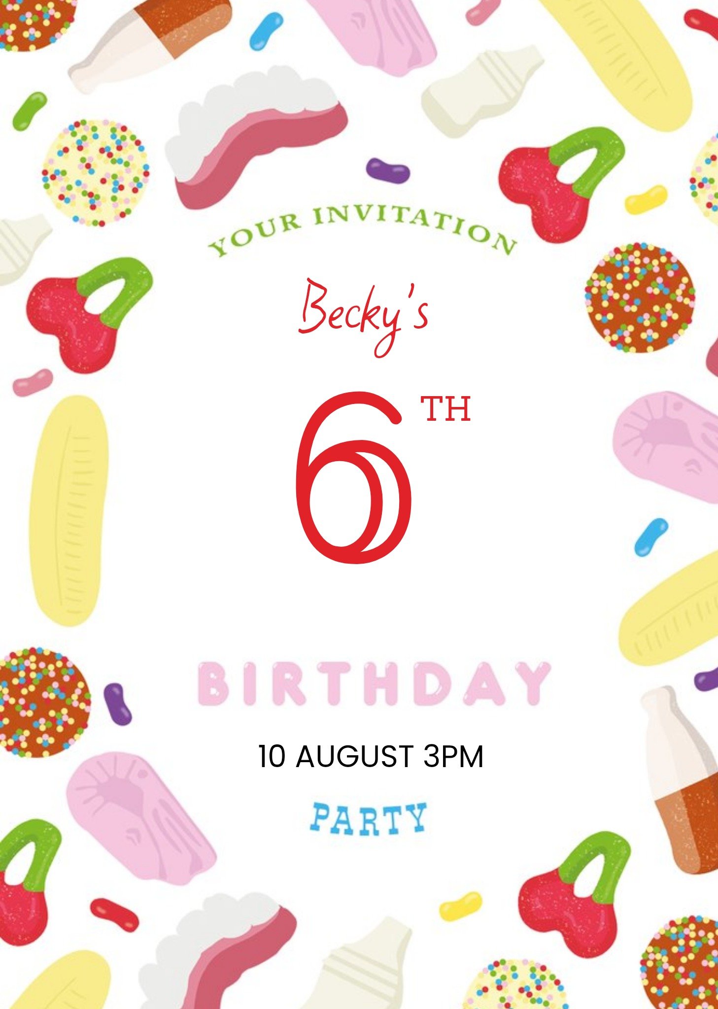 Moonpig Sweets & Treats Birthday Party Invitation