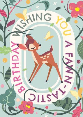 Disney Bambi Wishing You A Fawn Tastic Illustrated Bambi Birthday Card