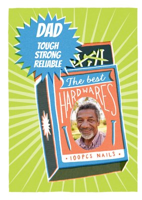Tough Strong Reliable Illustrated Photo Upload Dad Card