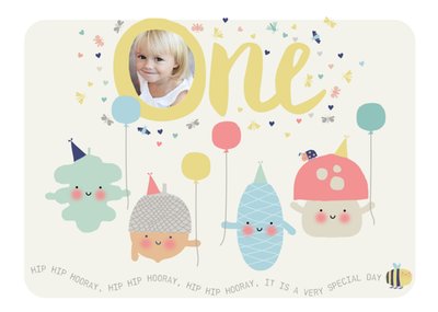 1st birthday photo upload card