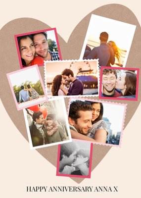 Sweet Adoring Paper Love Heart Photo Frame Collage Photo Upload Anniversary Card