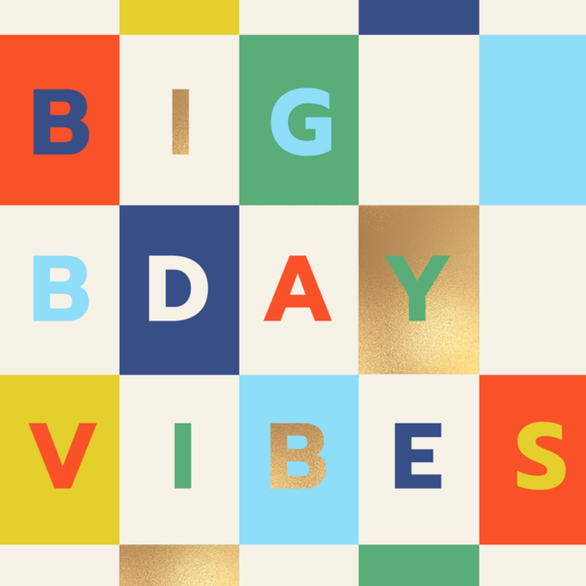 Moonpig Colourful Geometric Blocks Big Bday Vibes Birthday Card