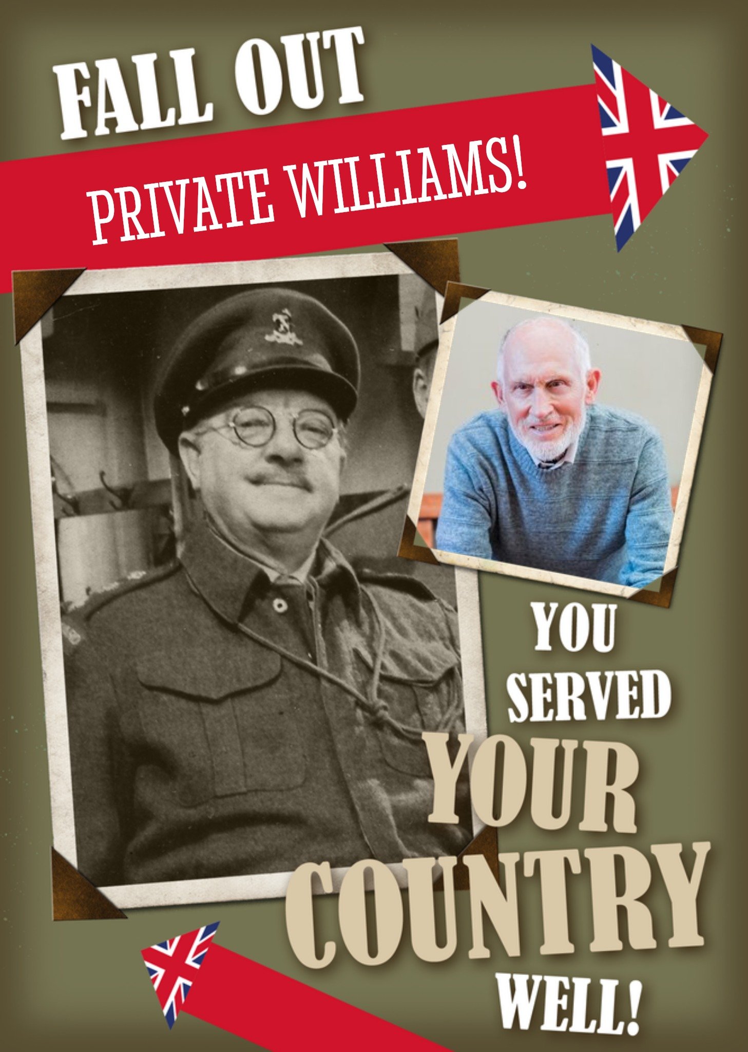 Moonpig Retro Humour Dad's Army You Served Your Country Well Photo Upload Retirement Card