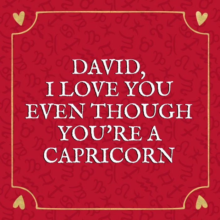 Personalised No Photo I Love You Zodiac Valentines Day Card