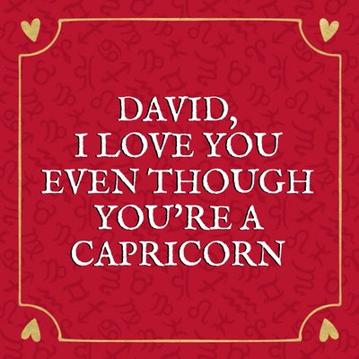 Personalised No Photo I Love You Zodiac Valentines Day Card