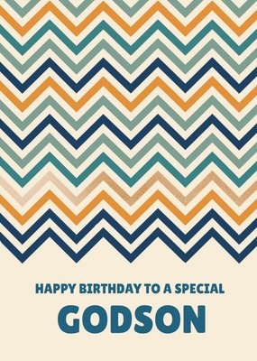 Yellow Zig Zag Special Godson Birthday Card