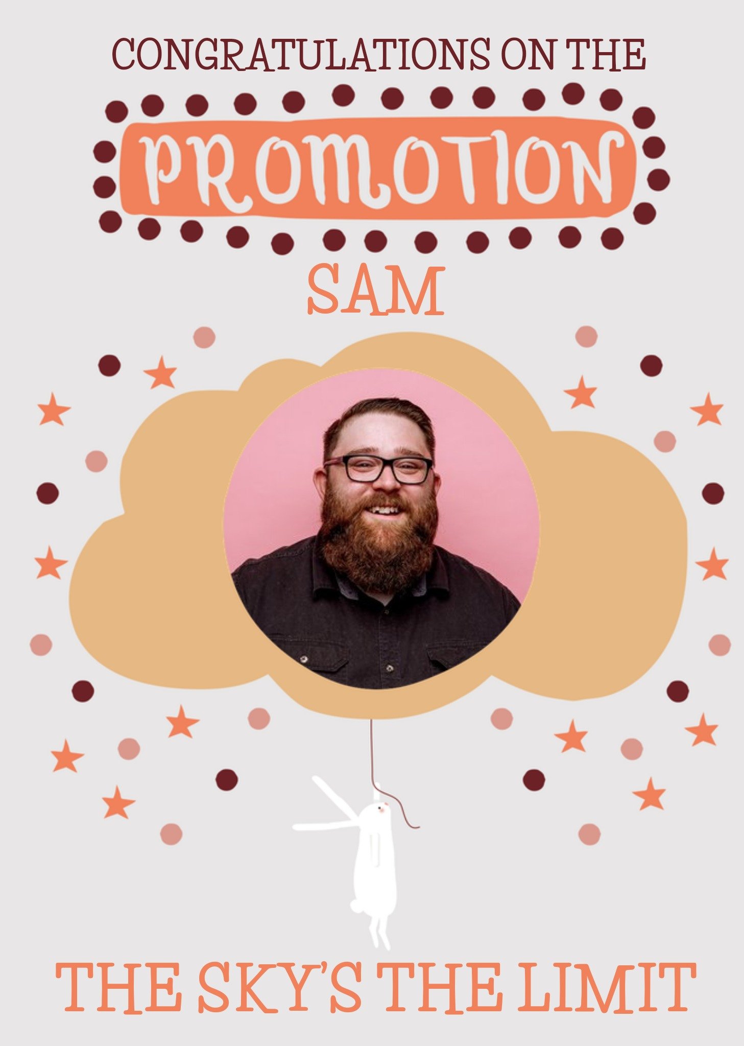 Moonpig Illustrated Cloud Job Promotion Photo Upload Card