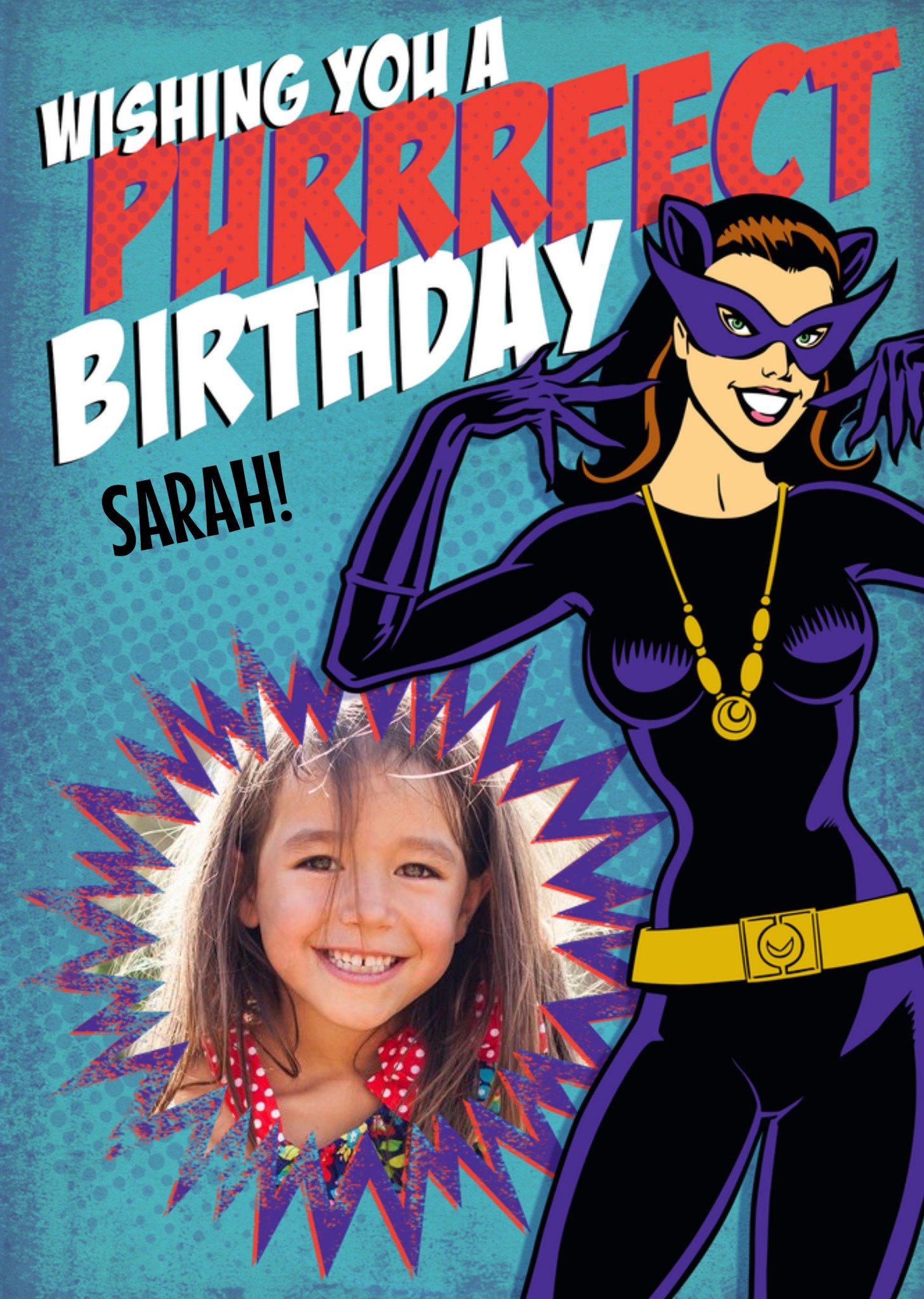 Other Catwoman Purrrfect Personalised Photo Upload Birthday Card