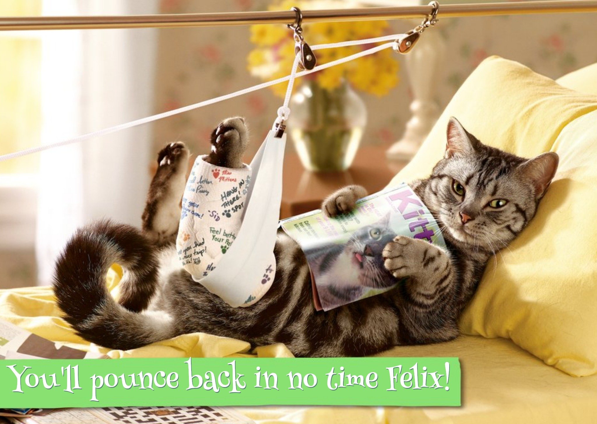 Moonpig Get Well Card - You'll Pounce Back In No Time