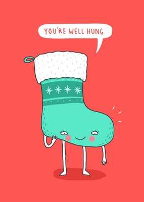 Funny Pun Youre Well Hung Christmas Card