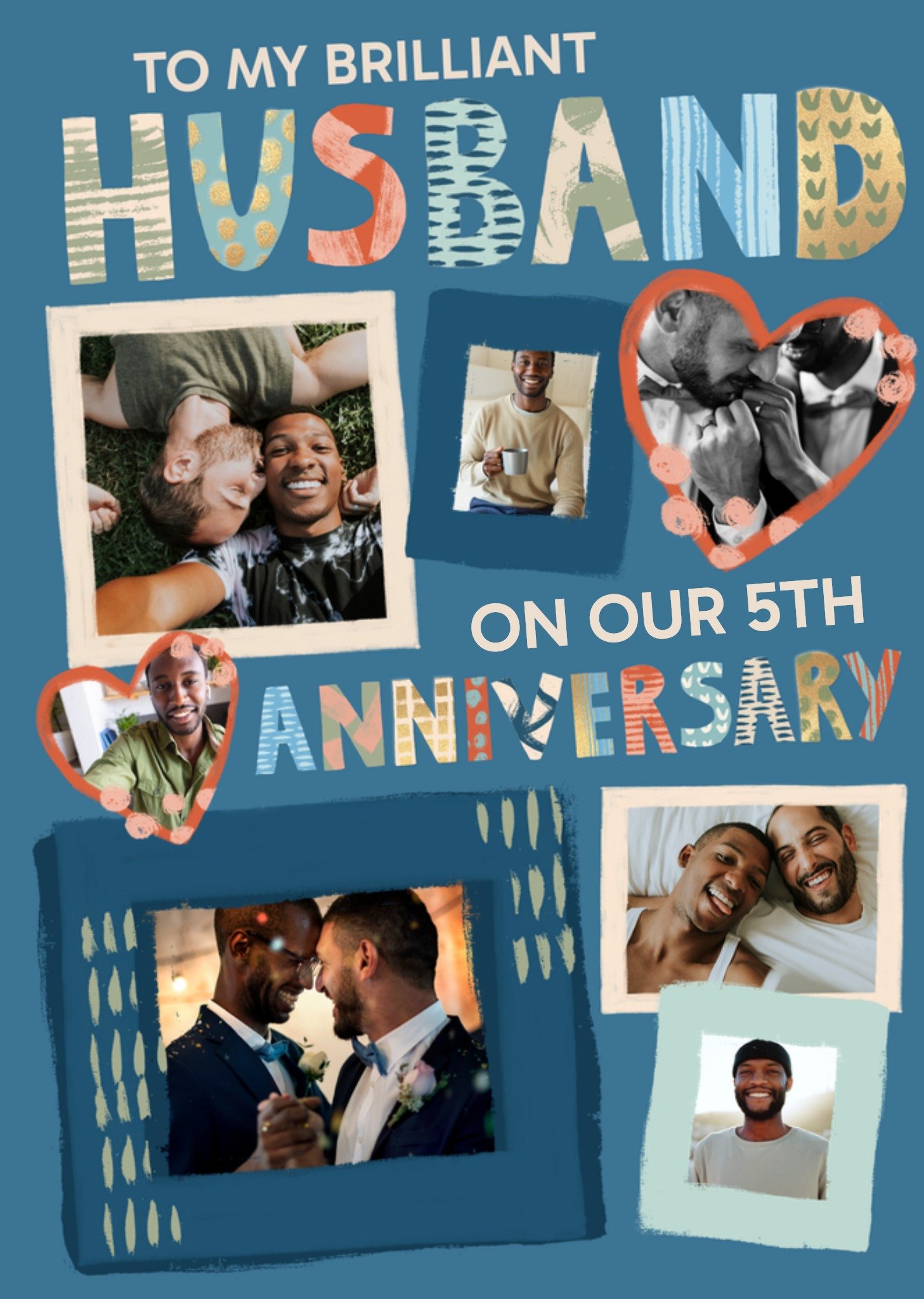 Moonpig Brilliant Husband 5th Anniversary Photo Upload Card