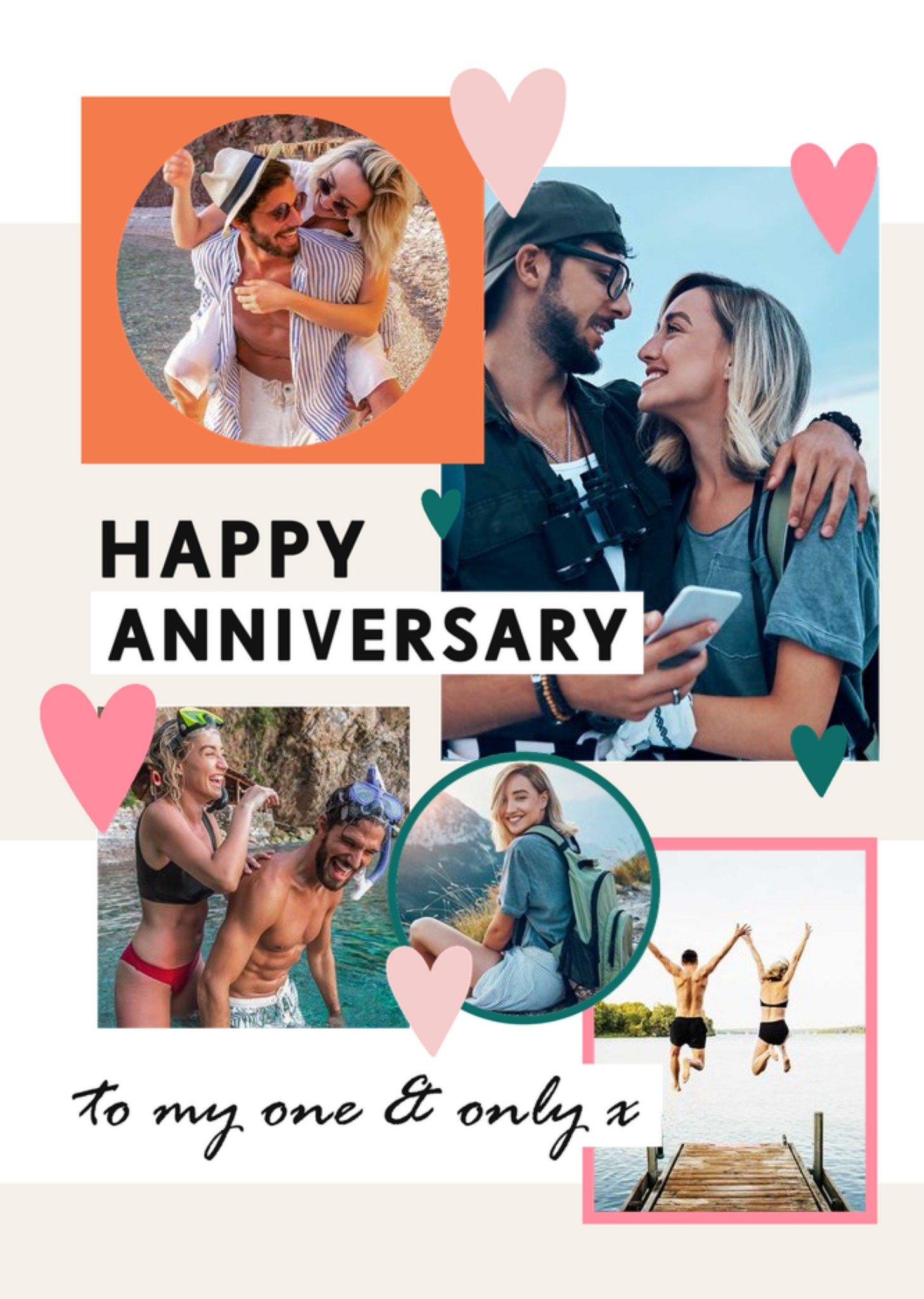 Moonpig Photo Collage With Geometric Shapes Anniversary Photo Upload Card