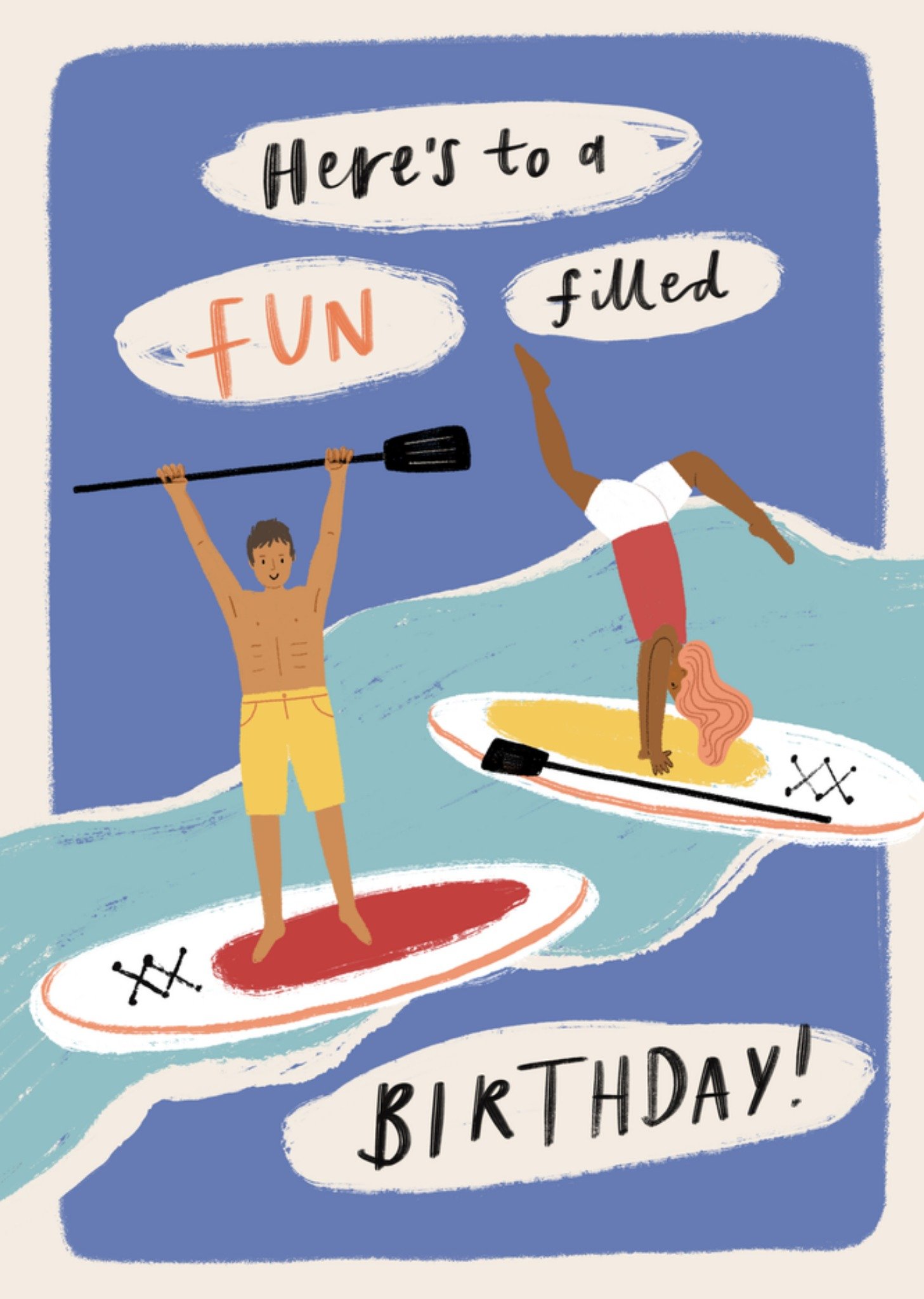 Moonpig Paddle Boarding Themed Fun Filled Birthday Card From The Studio Collection