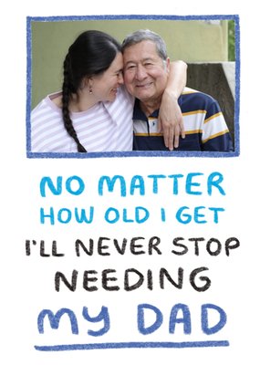 Never Stop Needing My Dad Photo Upload Father's Day Card