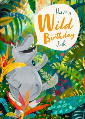 Wild Hippo Illustrated Birthday Card