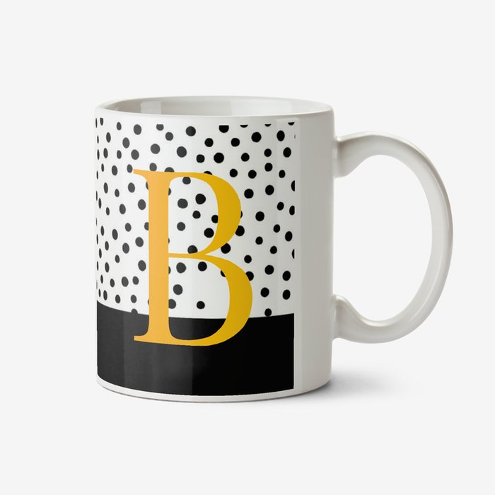 Monochrome Polka Dot Pattern Alphabet Letter Mug