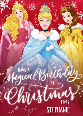 Disney Princess Magical Birthday At Christmas Personalised Card