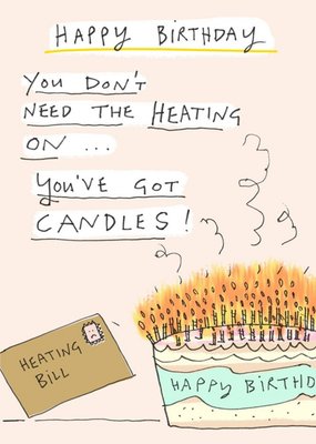 Felt Studios Funny Illustrated Heating Birthday Card