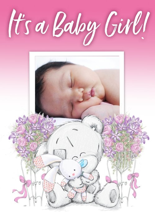 Tiny Tatty Teddy It's a Baby Girl! Photo Upload Card