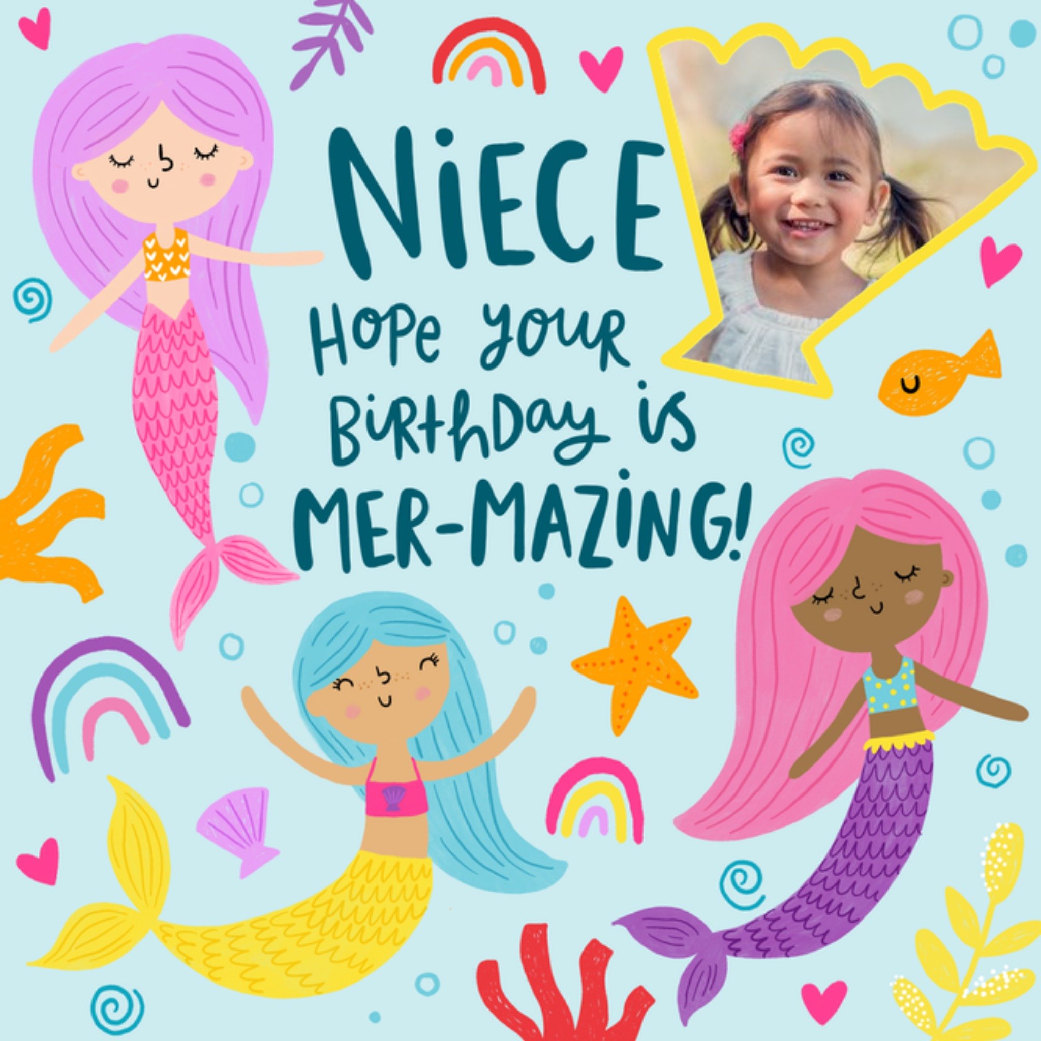 Moonpig Cute Illustrated Mer-Mazing Photo Upload Birthday Card
