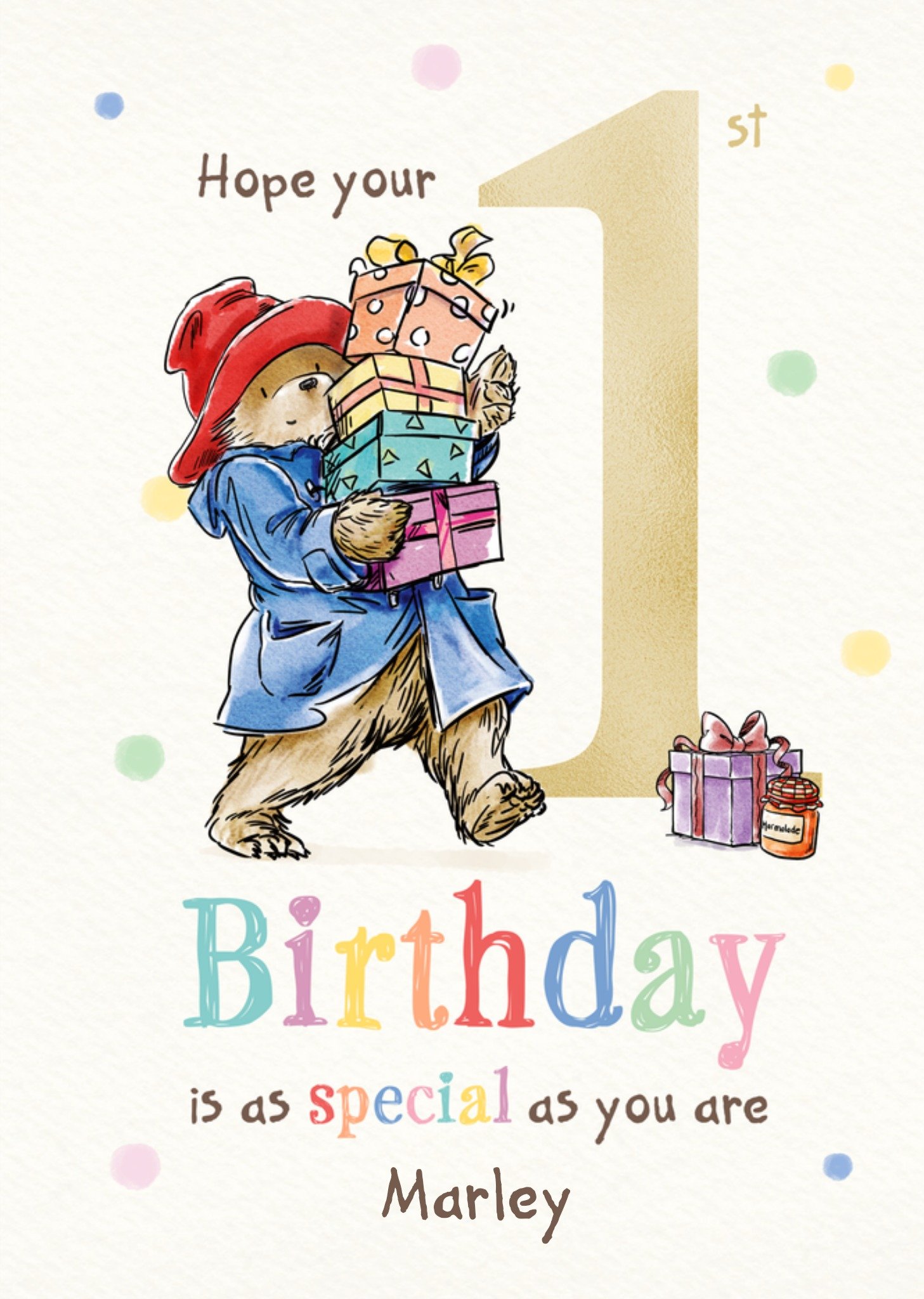 Paddington Bear Traditional First Birthday Card