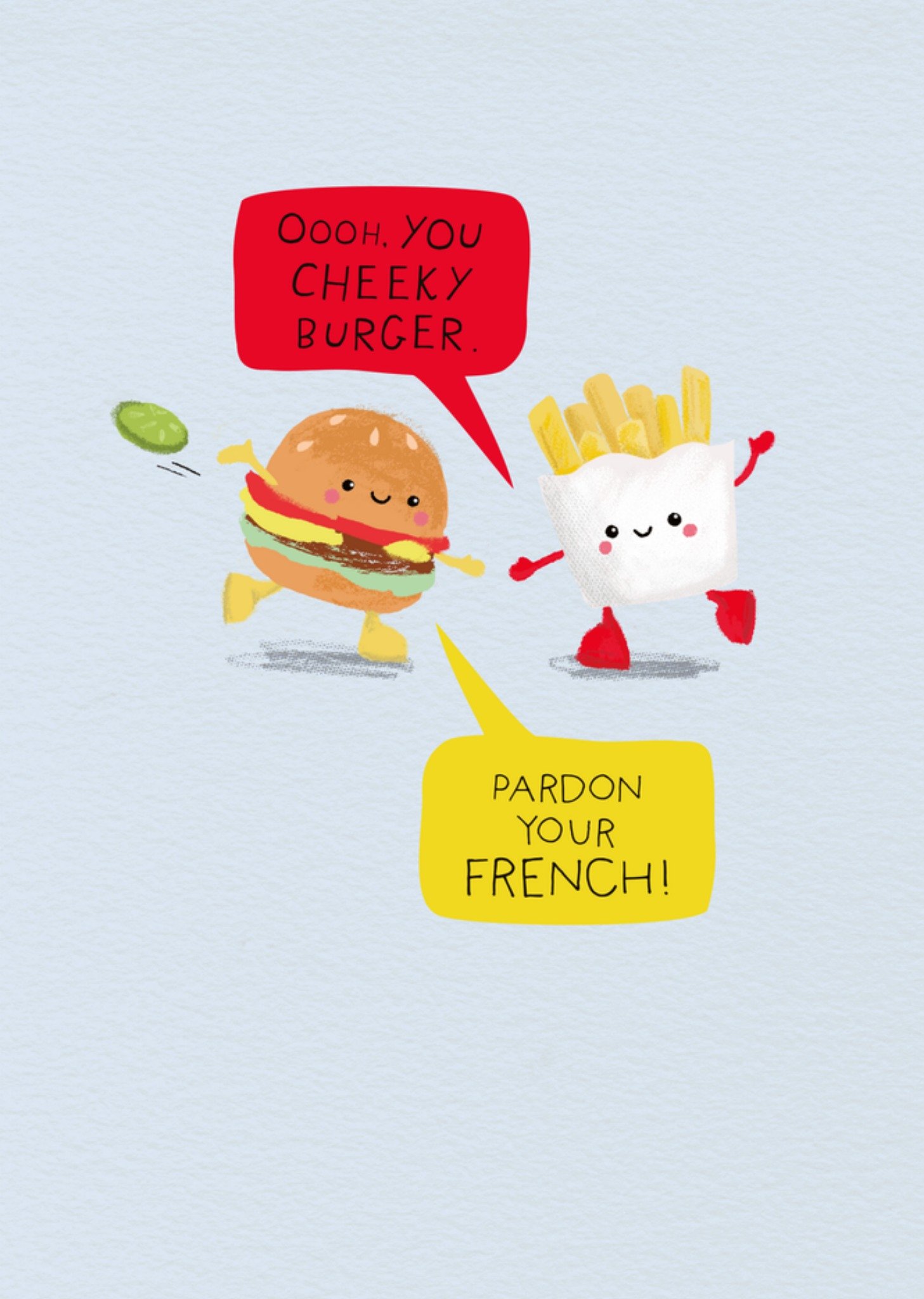 Moonpig Hallmark Oooh You Cheeky Burger Pardon Your French Illustrated Humour Card