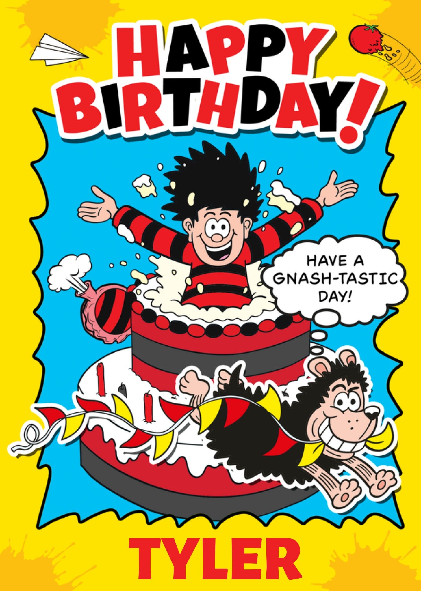 Moonpig Beano Dennis And Gnasher Happy Birthday Gnash Tastic Day Card