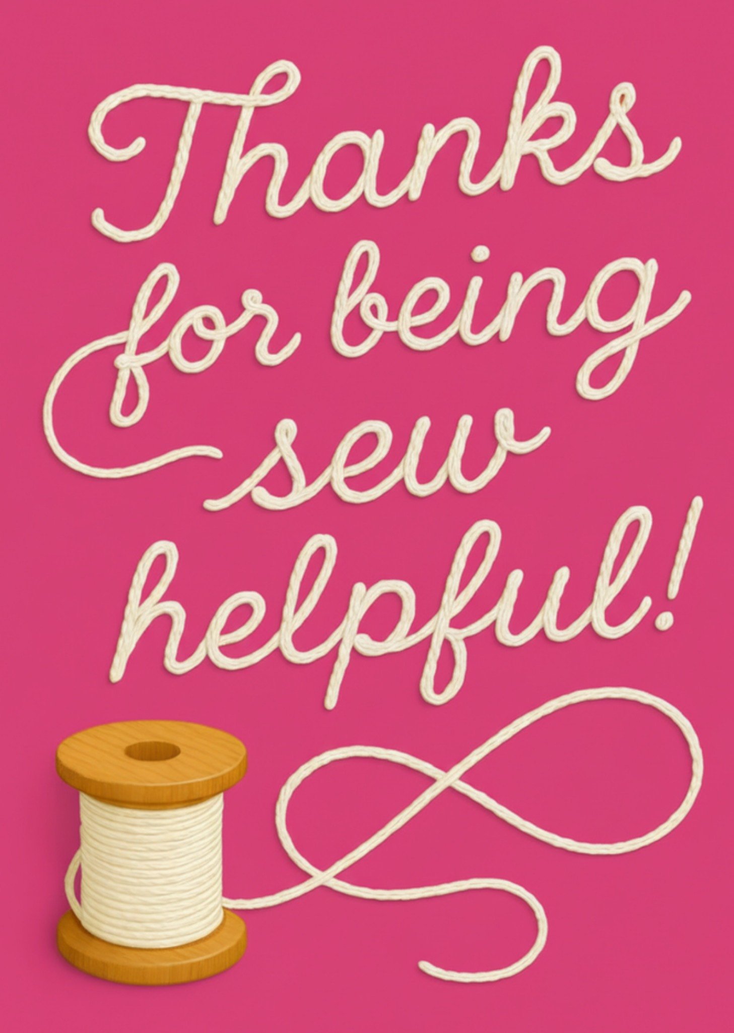 Moonpig Thanks For Being Sew Helpful Pun Illustrated Card