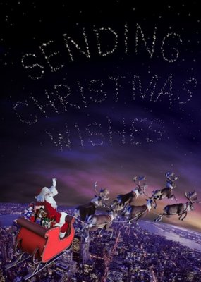 Santa And His Sleigh Message In The Stars Personalised Merry Christmas Card