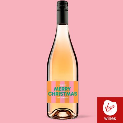 Personalised Merry Christmas Rose Wine 75cl