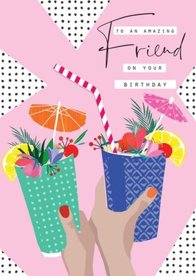 Laura Darrington Abstract Illustration Drink Friend Birthday Pink Card